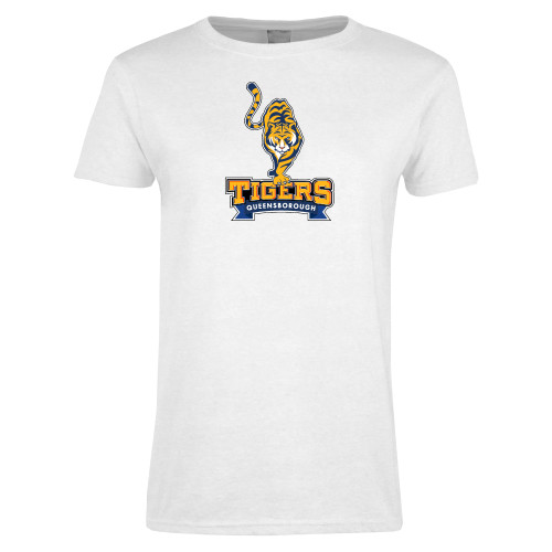 Womens White Short Sleeve Tee-Tiger Queensborough