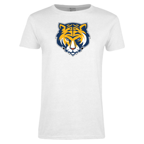 Womens White Short Sleeve Tee-Mascot Head