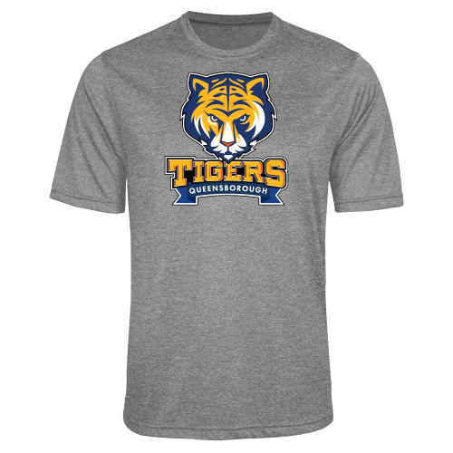 Grey Heather Performance Contender Tee-Mascot head wordmark