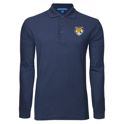 Navy Long Sleeve Polo-Mascot Head