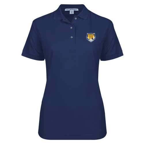 Womens Silk Touch Navy Pique Polo-Mascot Head