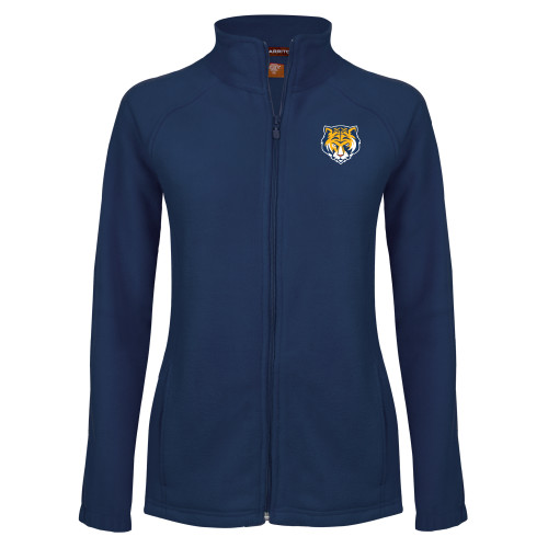 Womens Navy Fleece Full Zip Jacket-Mascot Head