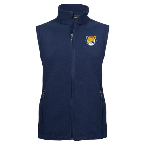 Navy Fleece Full Zip Vest-Mascot Head