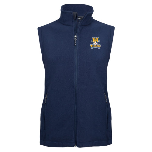 Navy Fleece Full Zip Vest-Wordmark and Mascot