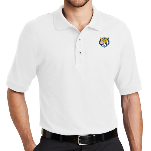White Silk Touch Polo-Mascot Head