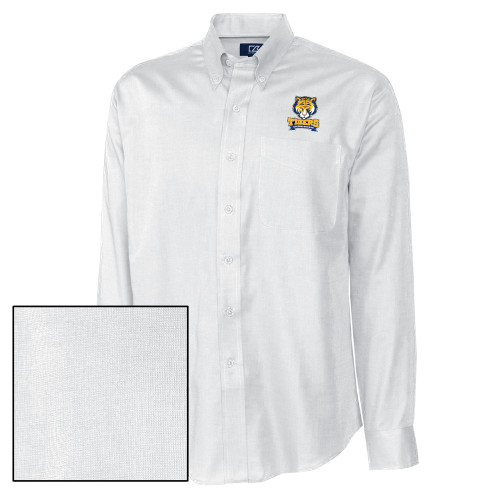 Cutter & Buck Nailshead Long Sleeve Button Down White-Wordmark and Mascot
