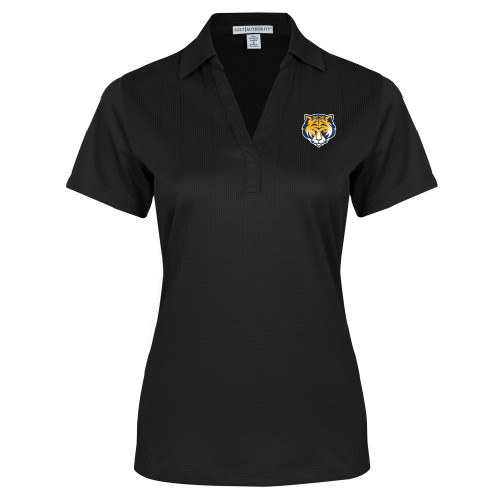 Womens Black Performance Fine Jacquard Polo-Mascot Head