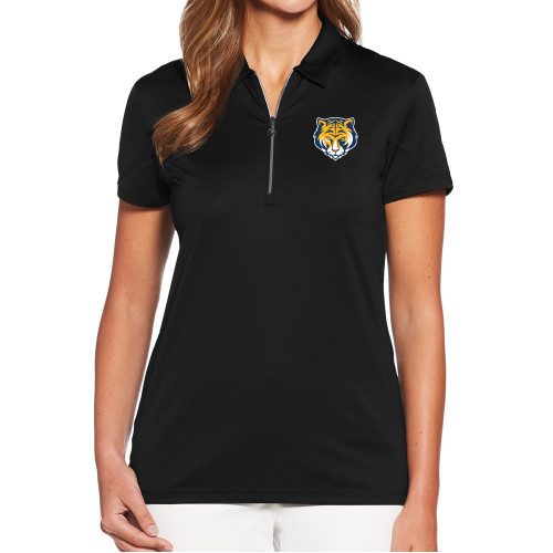 Callaway Womens Black Tulip Sleeve Zip Polo-Mascot Head