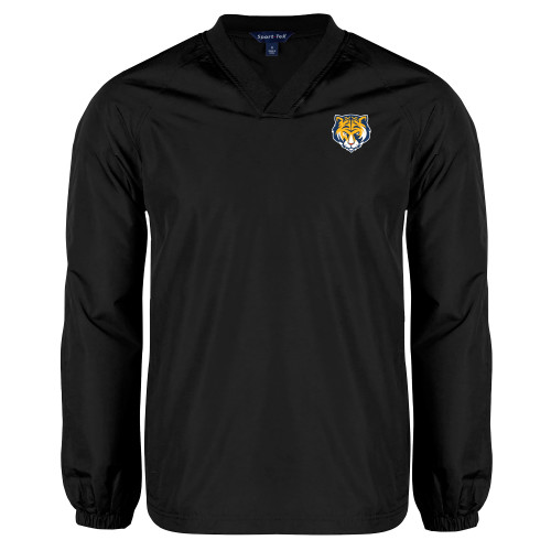 Black V Neck Raglan Windshirt-Mascot Head