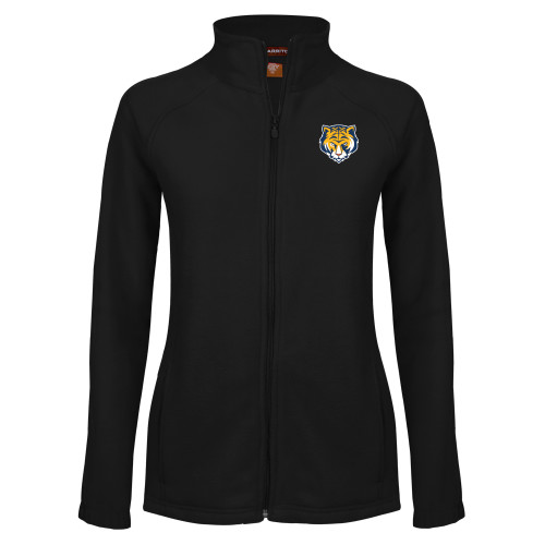 Womens Black Fleece Full Zip Jacket-Mascot Head