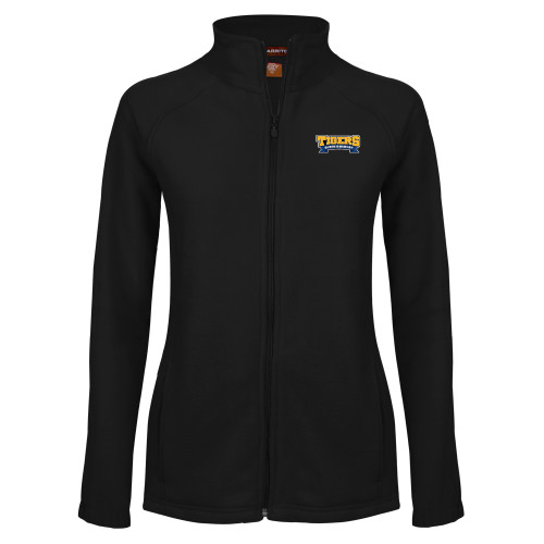 Womens Black Fleece Full Zip Jacket-Wordmark