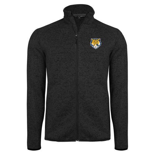 Black Heather  Sweater Fleece Jacket-Mascot Head