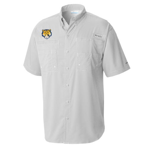 Columbia Cool Grey Tamiami Performance Short Sleeve Shirt-Mascot Head