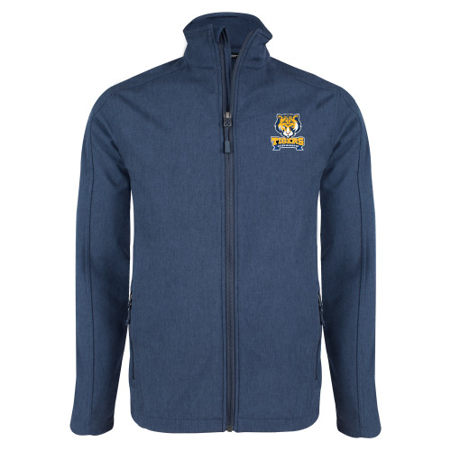 Navy Heather Softshell Jacket-Wordmark and Mascot
