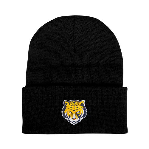 Black Knit Beanie w/Cuff-Mascot Head