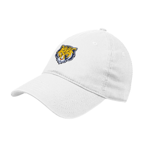 White Unstructured Adjustable Low Profile Hat-Mascot Head