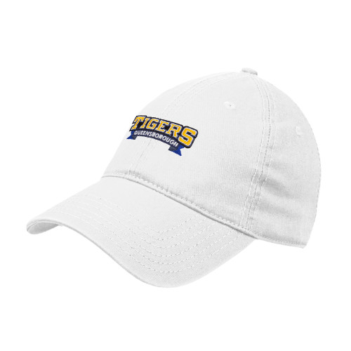 White Unstructured Adjustable Low Profile Hat-Wordmark
