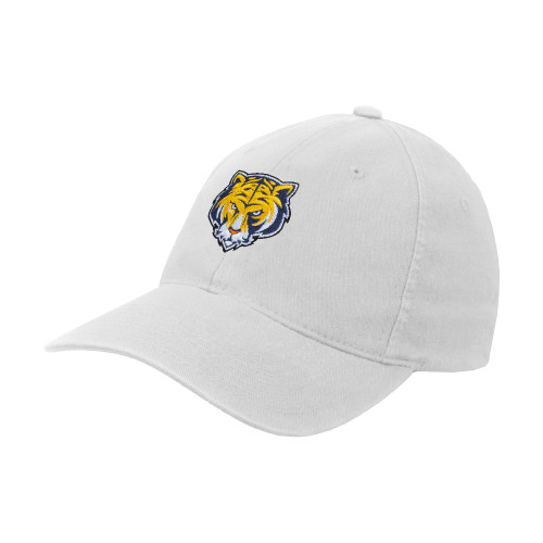 White Flexfit Structured Low Profile Hat-Mascot Head