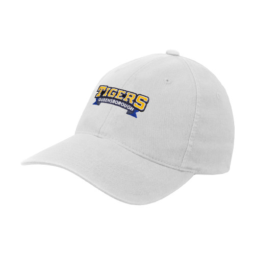 White Flexfit Structured Low Profile Hat-Wordmark