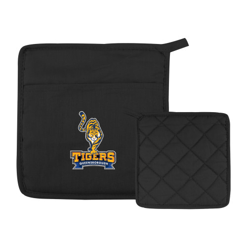 Quilted Canvas Black Pot Holder-Tiger Queensborough