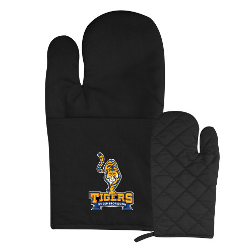 Quilted Canvas Black Oven Mitt-Tiger Queensborough