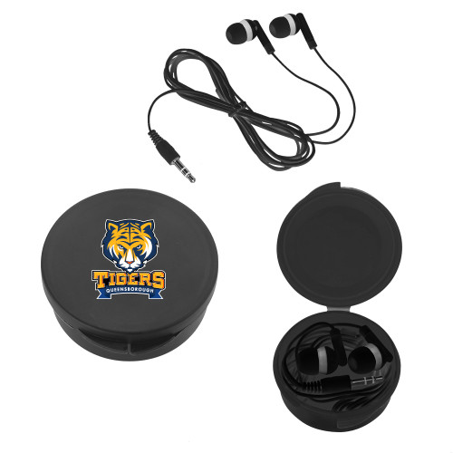 Ear Buds in Black Case-Mascot head wordmark