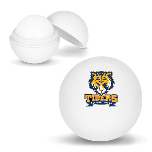 White Lip Moisturizer Ball-Mascot head wordmark