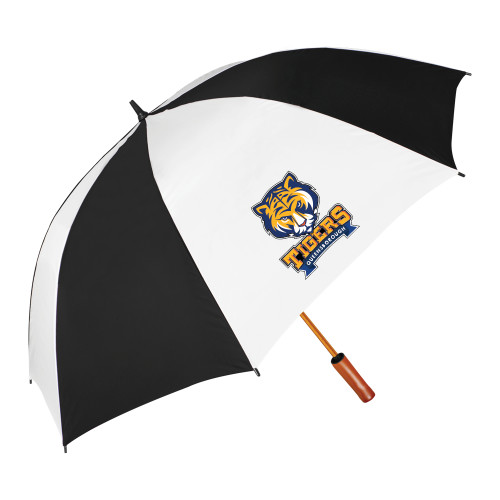 64 Inch Black/White Umbrella-Mascot head wordmark