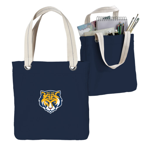 Allie Navy Canvas Tote-Mascot Head