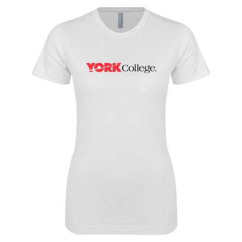 Next Level Womens White Boyfriend Tee-Officlal Logo