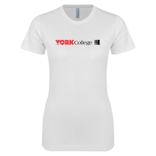 Next Level Womens White Boyfriend Tee-York College with CUNY Square