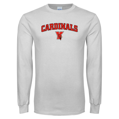 White Long Sleeve T Shirt-Cardinals Arched with Cardinal