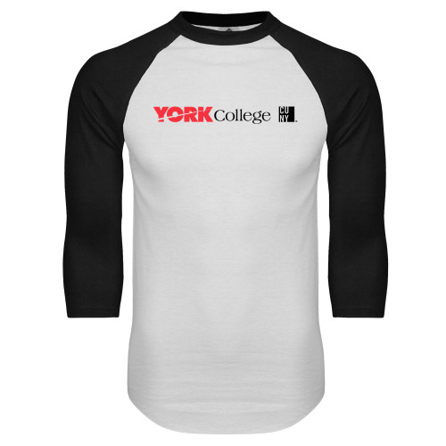 White/Black Raglan Baseball T Shirt-York College with CUNY Square