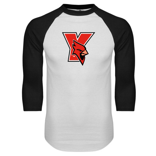 White/Black Raglan Baseball T Shirt-Cardinal