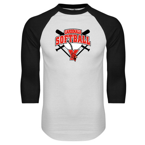 White/Black Raglan Baseball T Shirt-Cardinals Softball
