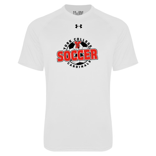 Under Armour White Tech Tee-York College Soccerball