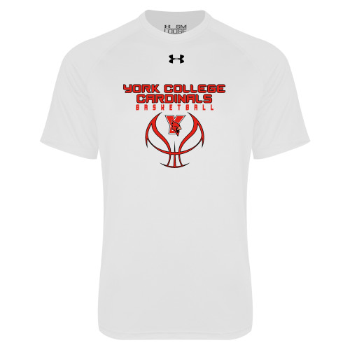 Under Armour White Tech Tee-York College Cardinals Basketball