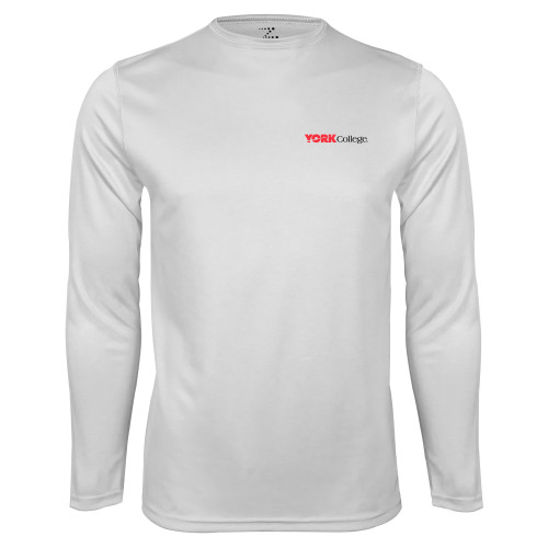 White Performance Long Sleeve Shirt-Officlal Logo