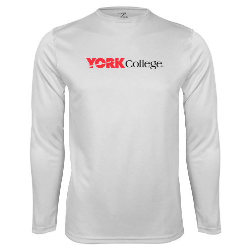 White Performance Long Sleeve Shirt-Officlal Logo