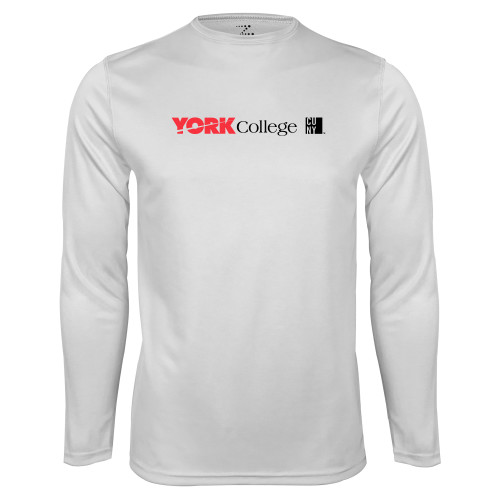 White Performance Long Sleeve Shirt-York College with CUNY Square