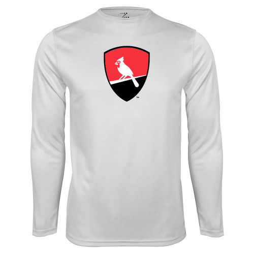 White Performance Long Sleeve Shirt-Shield Logo
