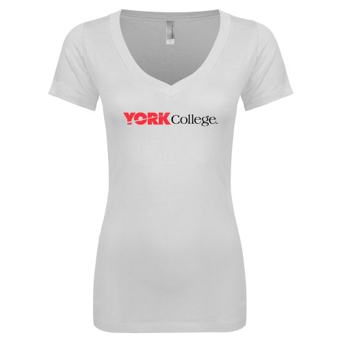 Next Level Womens White Ideal V Tee-Officlal Logo