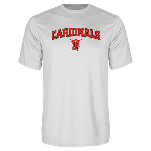 White Performance Tee-Cardinals Arched with Cardinal