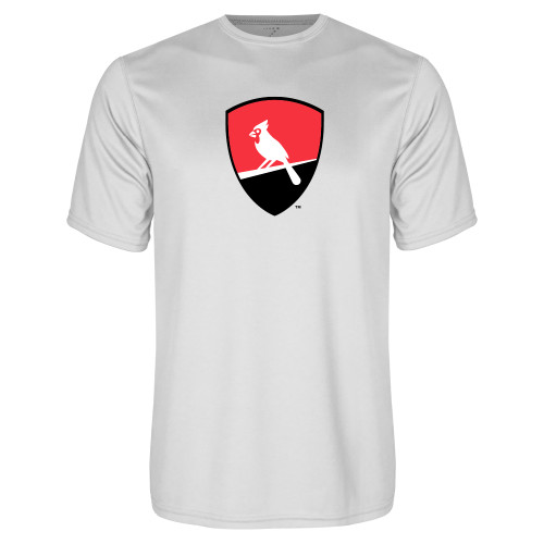 White Performance Tee-Shield Logo