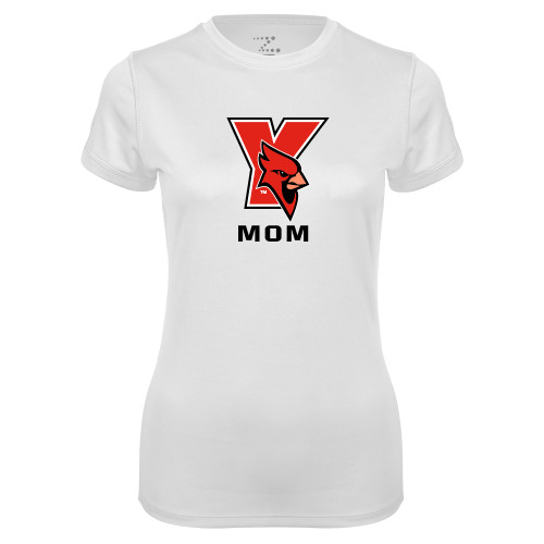 Womens White Performance Tee-Mom