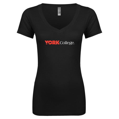 Next Level Womens Black Ideal V Tee-Official Logo