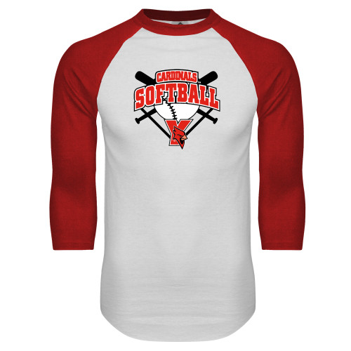 White/Red Raglan Baseball T Shirt-Cardinals Softball