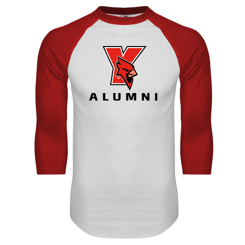 White/Red Raglan Baseball T Shirt-Alumni