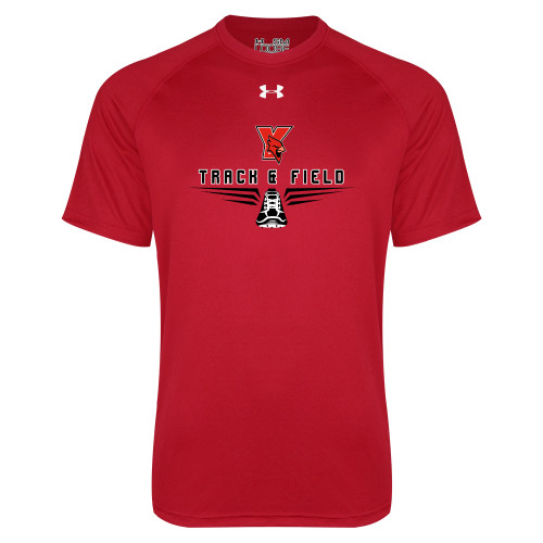 Under Armour Red Tech Tee-Track & Field Shoe Stacked
