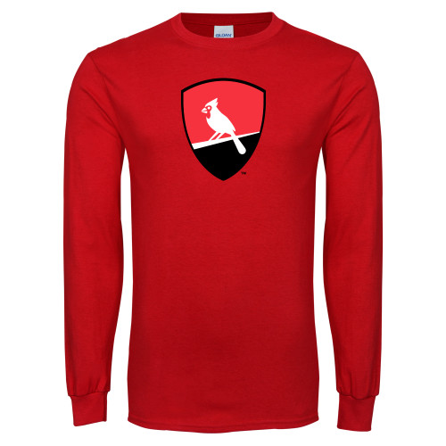 Red Long Sleeve T Shirt-Shield Logo